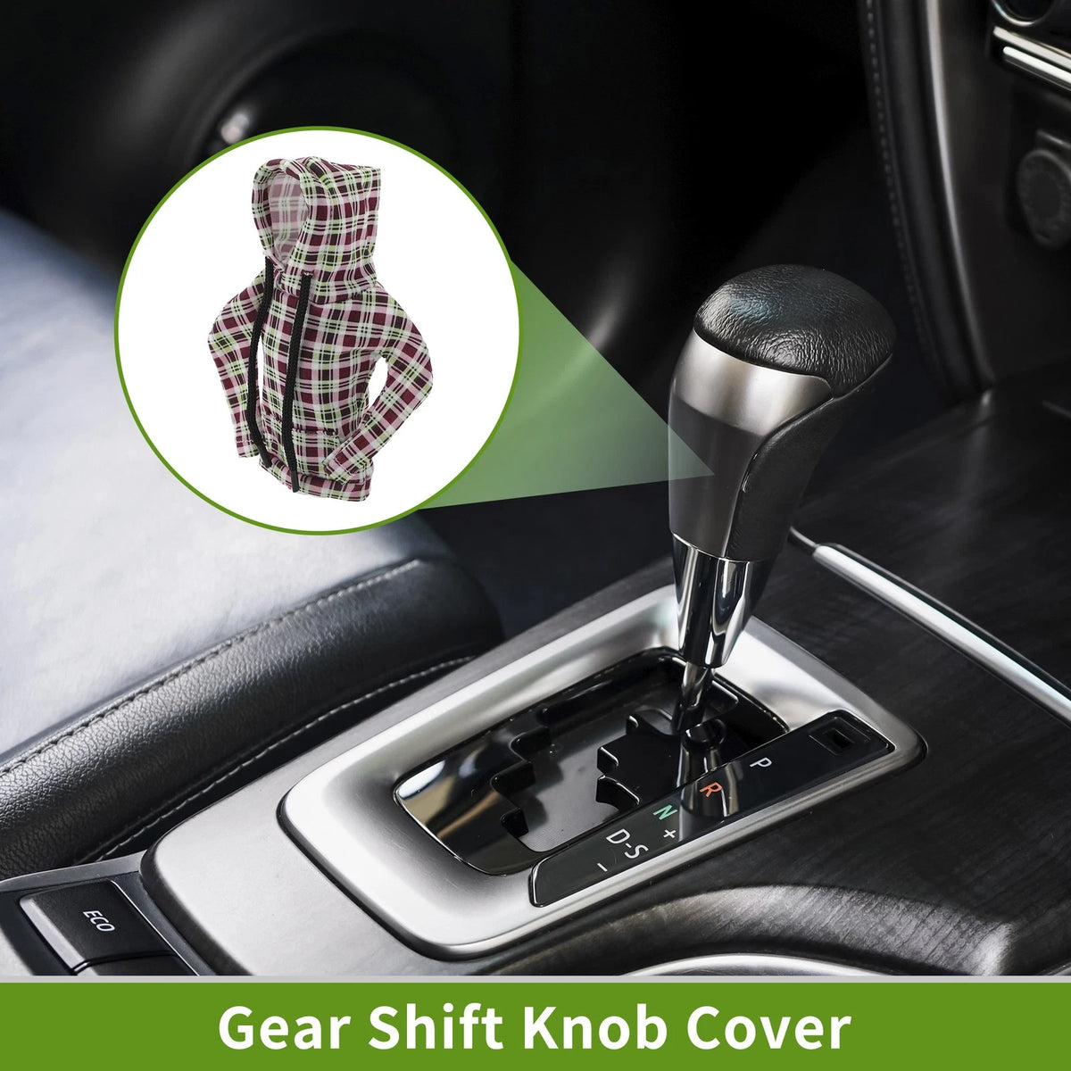 Gear Shift Knob Cover for Universal Fit (Hoodie Style, Pink, Deep Green)