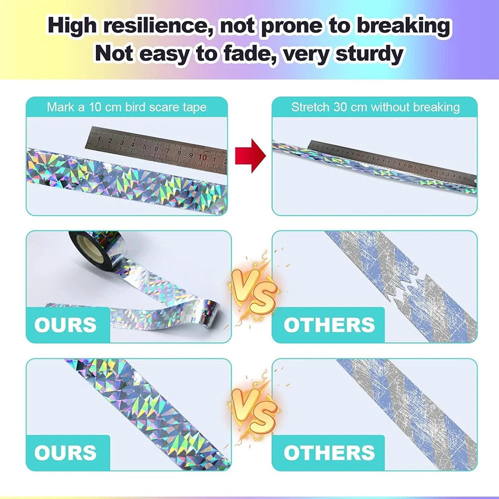 2 Roll high-quality Bird Scare Tape Double Side Ribbon for Bird Control