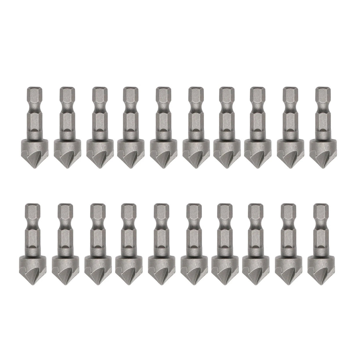 20PCS 6-Flute Countersink Cutter 90 Degree 1/4" Hex Shank for Aluminum Plastic