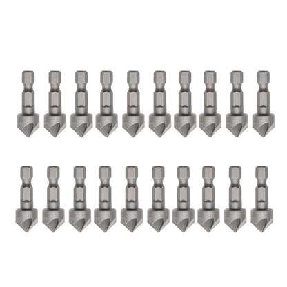 20PCS 6-Flute Countersink Cutter 90 Degree 1/4" Hex Shank for Aluminum Plastic
