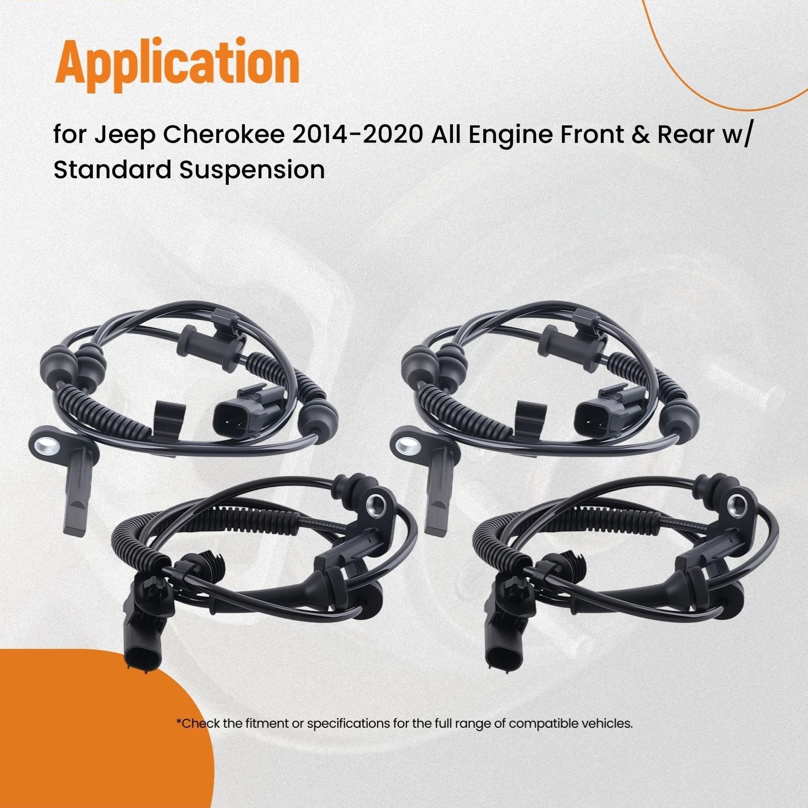 4PC ABS Wheel Speed Sensor Set for Jeep Cherokee (2014–2020)