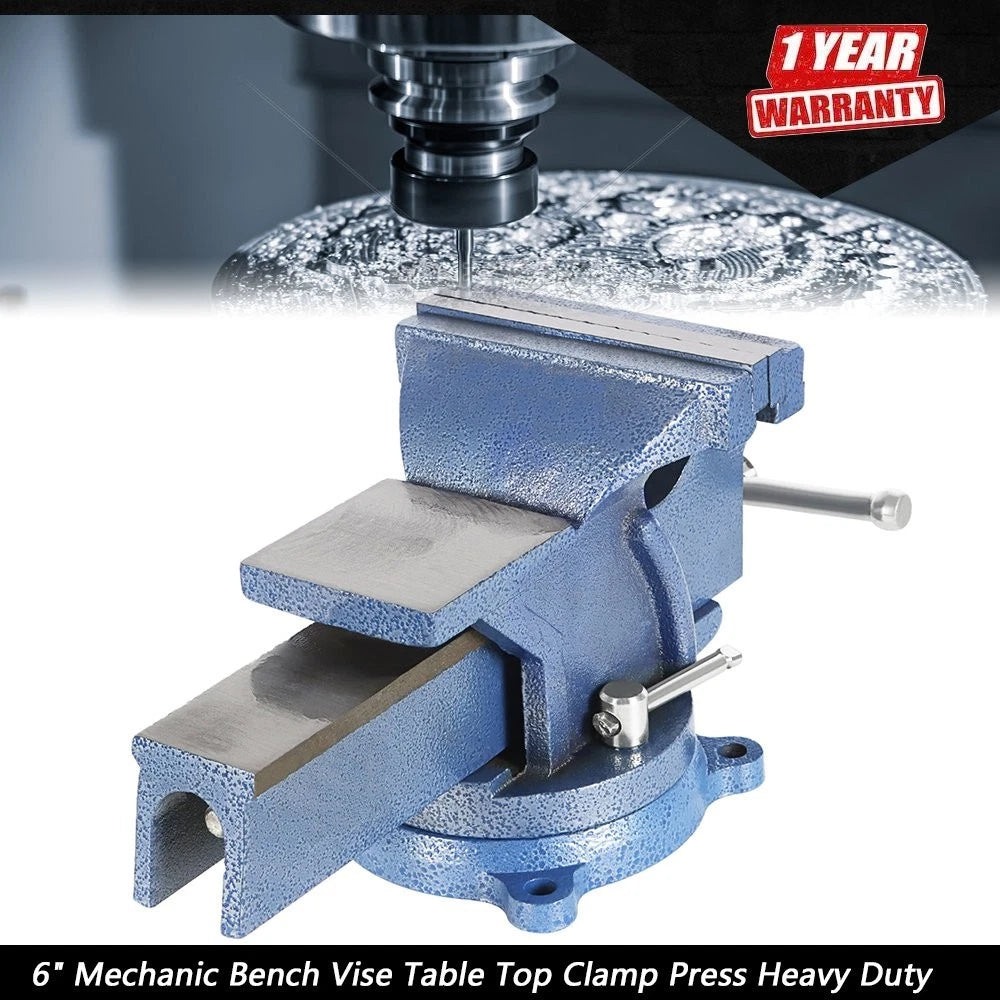 6" Mechanic Bench Vise Table Top Clamp with Locking Swivel Base