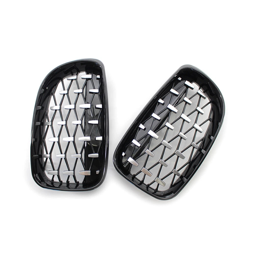 Diamond Front Kidney Grill for BMW 1 Series E81 E82 E87 E88 (2004–2013) Chrome Black
