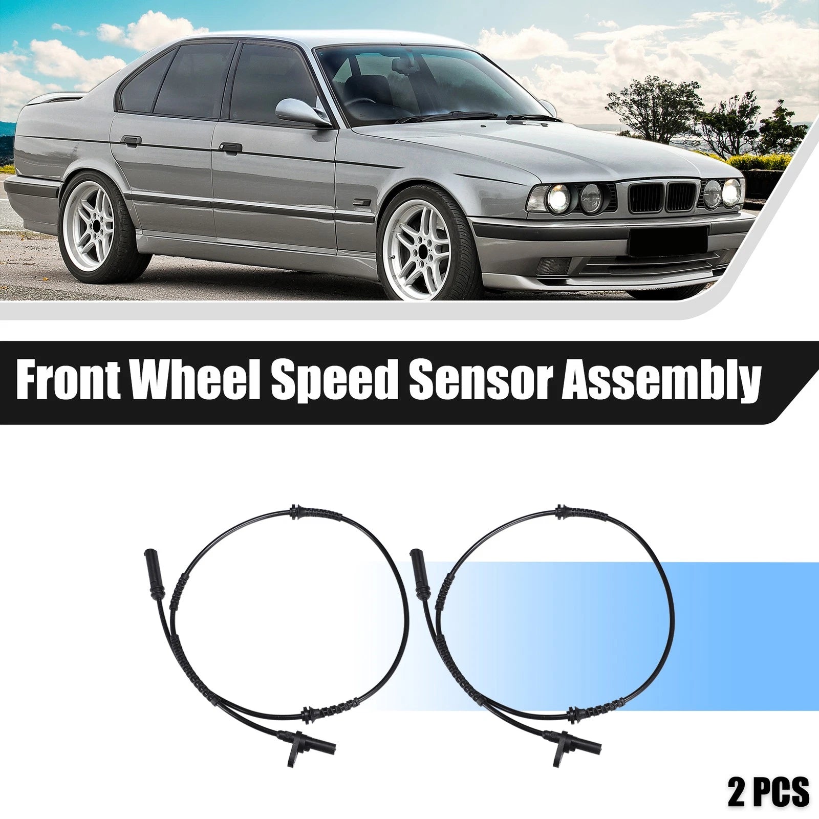 ABS Wheel Speed Sensor Front Left Right Set for BMW 528i Base (2008–2010)