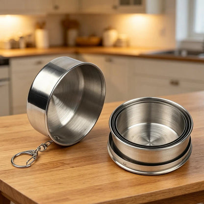 304 Stainless Steel Compact Mug for Outdoors (Lightweight Folding Design)