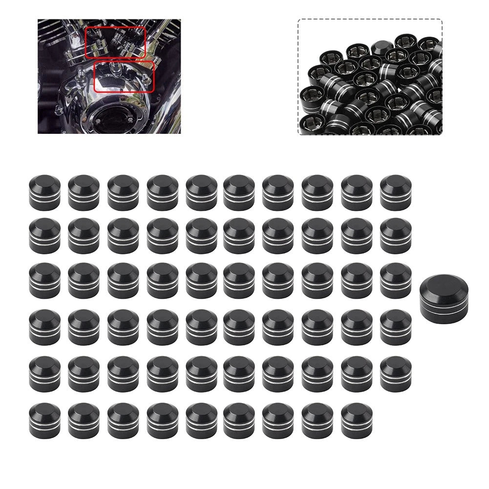 60pcs Chrome Engine Bolt Caps Cover for Harley Twin Cam (1999–2017)