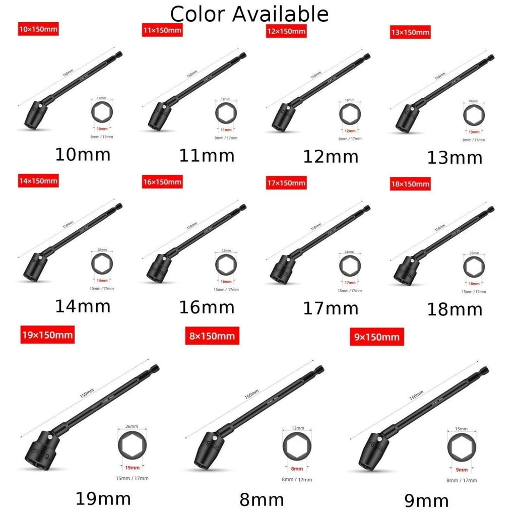 Hex Shank Wrench Socket Head Adapter H8 H19 for Universal Use (150mm)