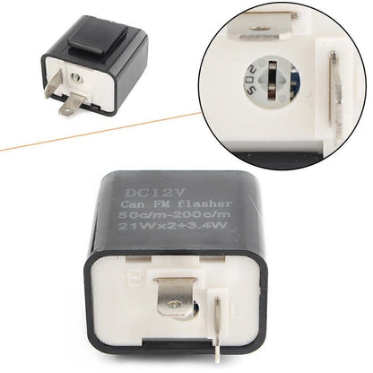2-Pin Adjustable LED Flasher Relay for Universal Fit (Turn Signal/Blinker)
