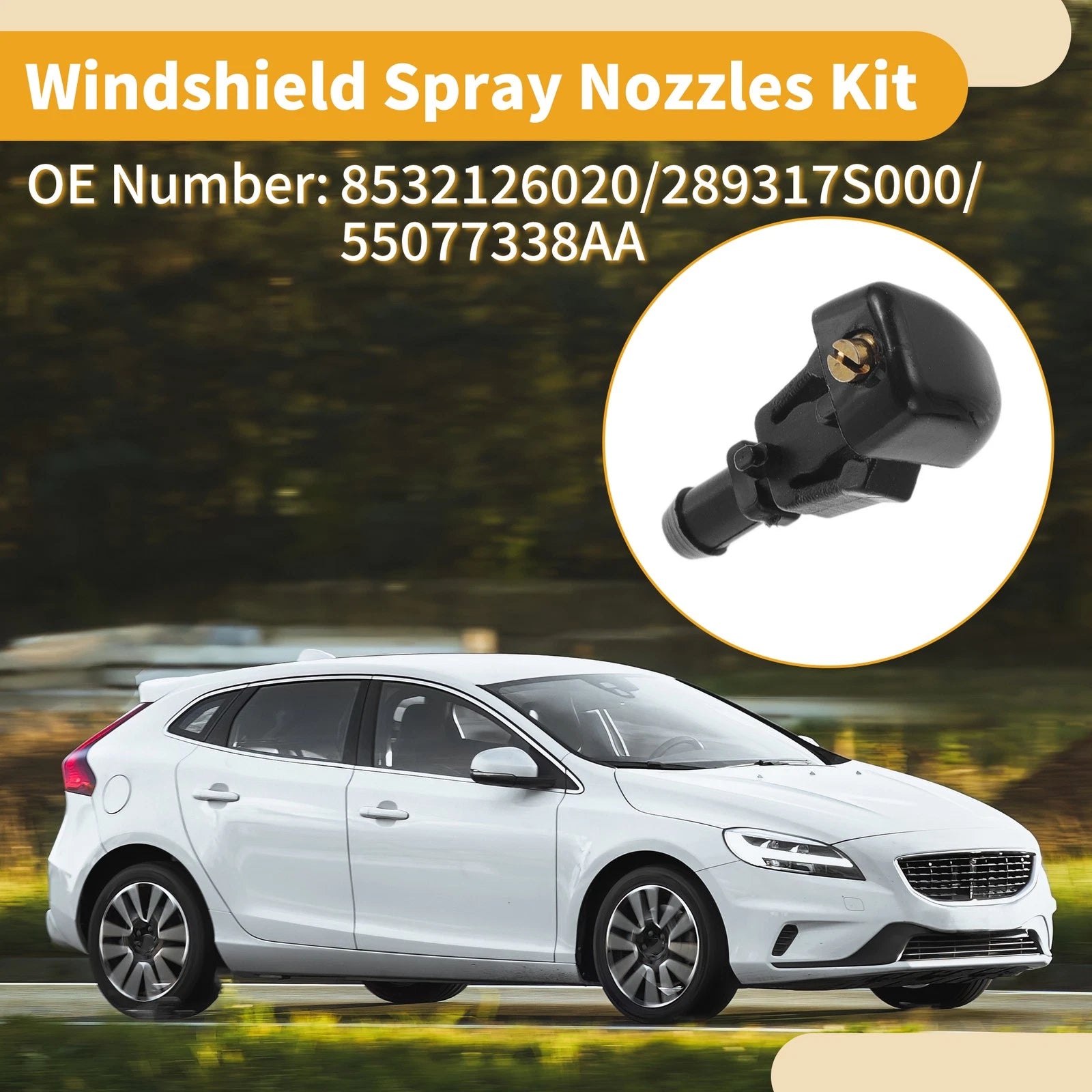 Windshield Washer Nozzle Kit with Hose Connector for Dodge Durango (2011–2024)