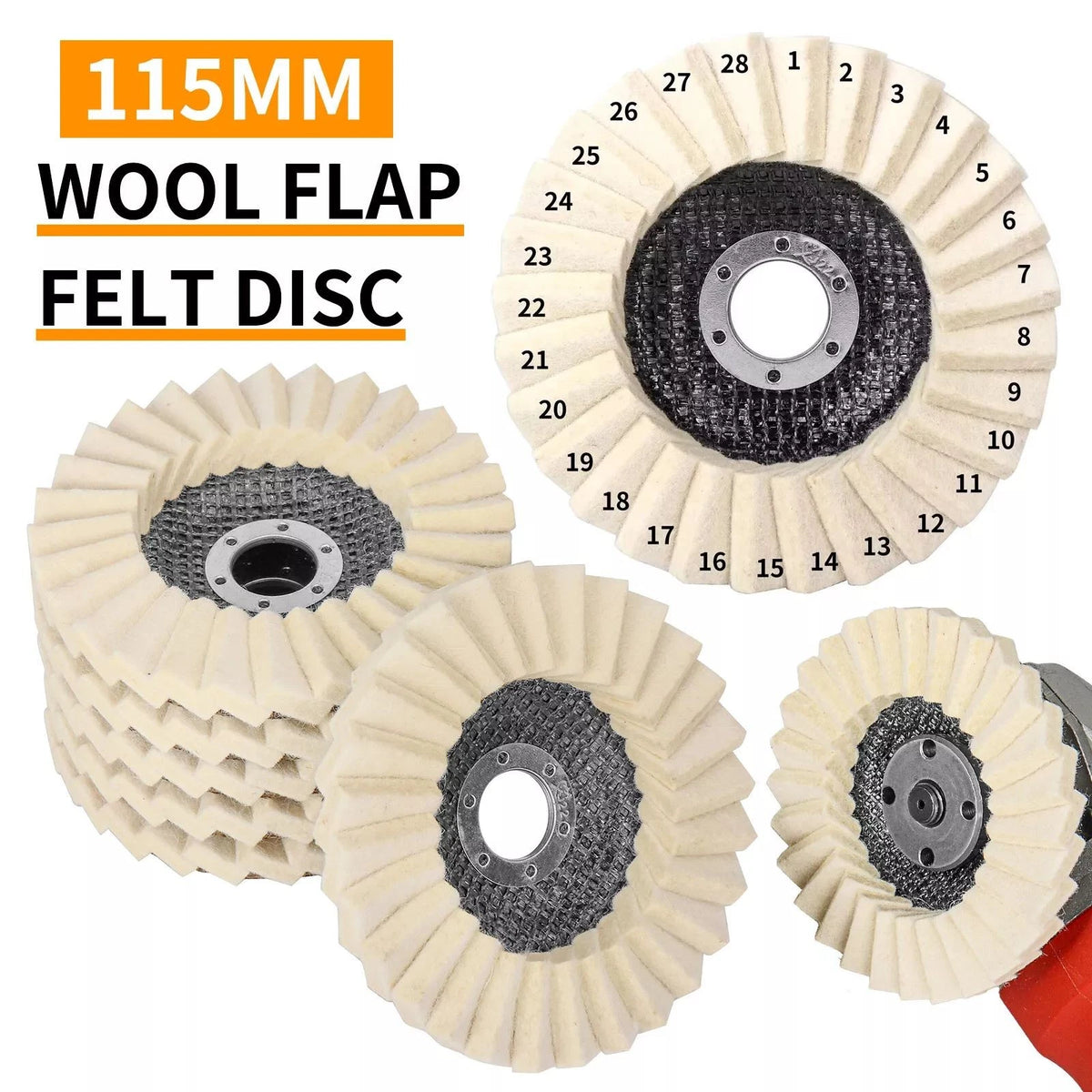 2X Wool Polishing Wheel Buffing Pads for Angle Grinder (115mm)
