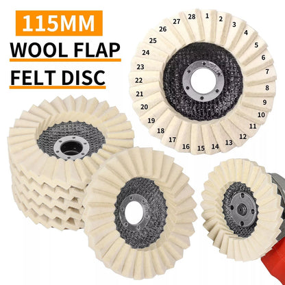 2X Wool Polishing Wheel Buffing Pads for Angle Grinder (115mm)