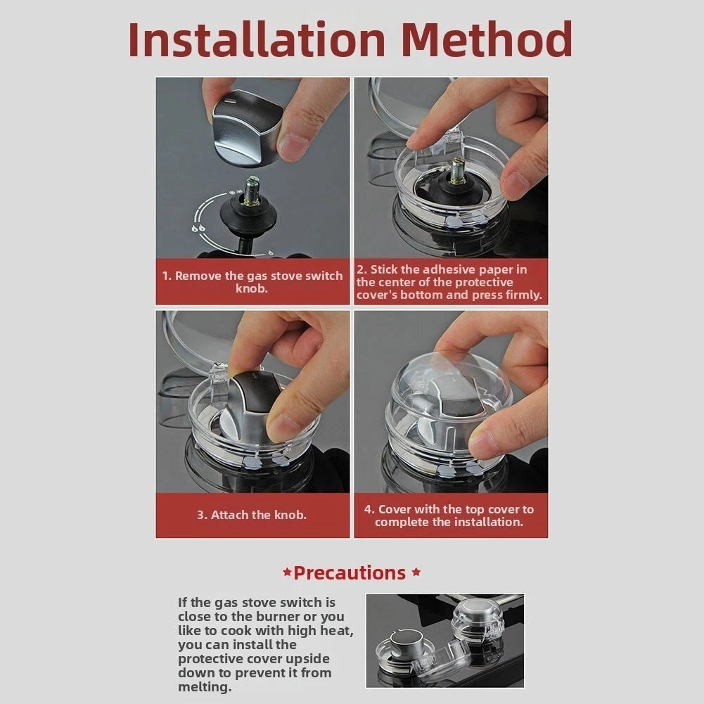 Stove Knob Covers for (Tool-free Installation, Black Finish)