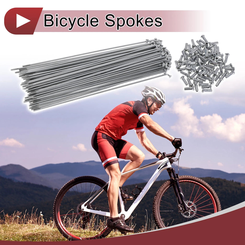 Bicycle Spokes Set 183mm Carbon Steel for 14G Wheel Spoke Replacement
