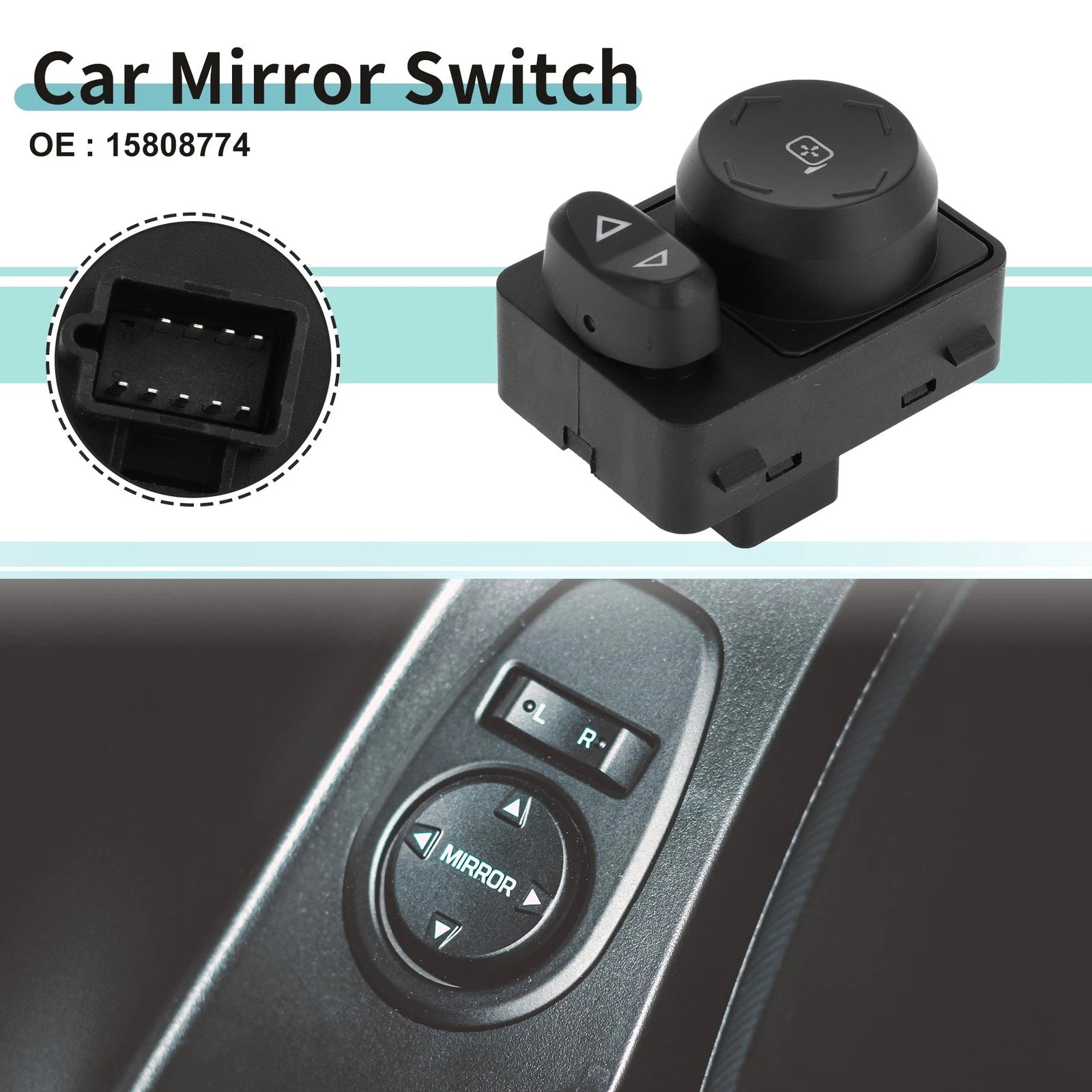 Car Mirror Switch Replacement for Chevrolet Traverse (2009–2017) Black Metal