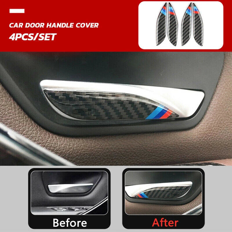 Set of 4 Interior Door Handle Trim Covers for BMW 3 4 Series F30 F34 Carbon Look