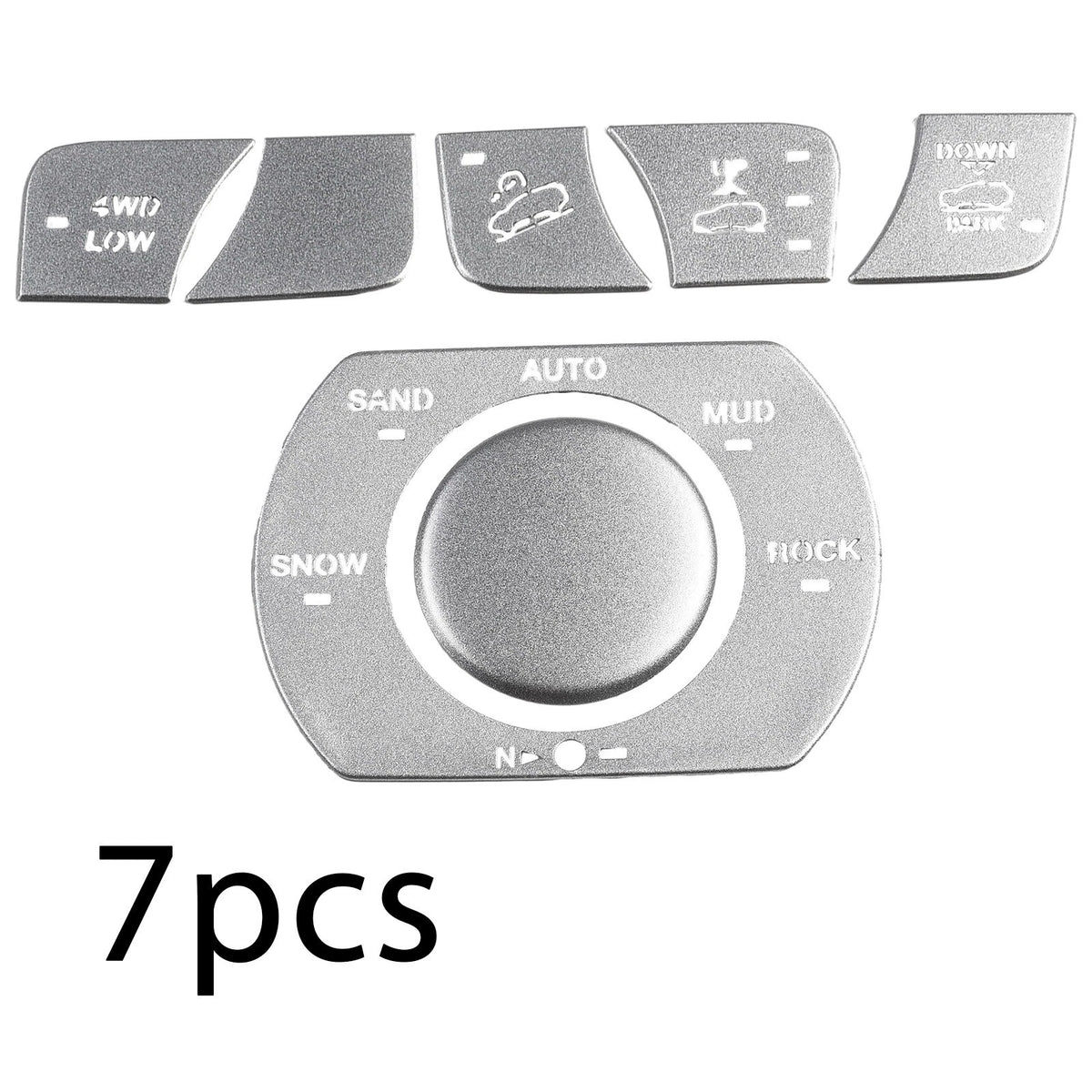 Silver Four Wheel Drive Control Button Decor Cover Fashionable and Enhancing