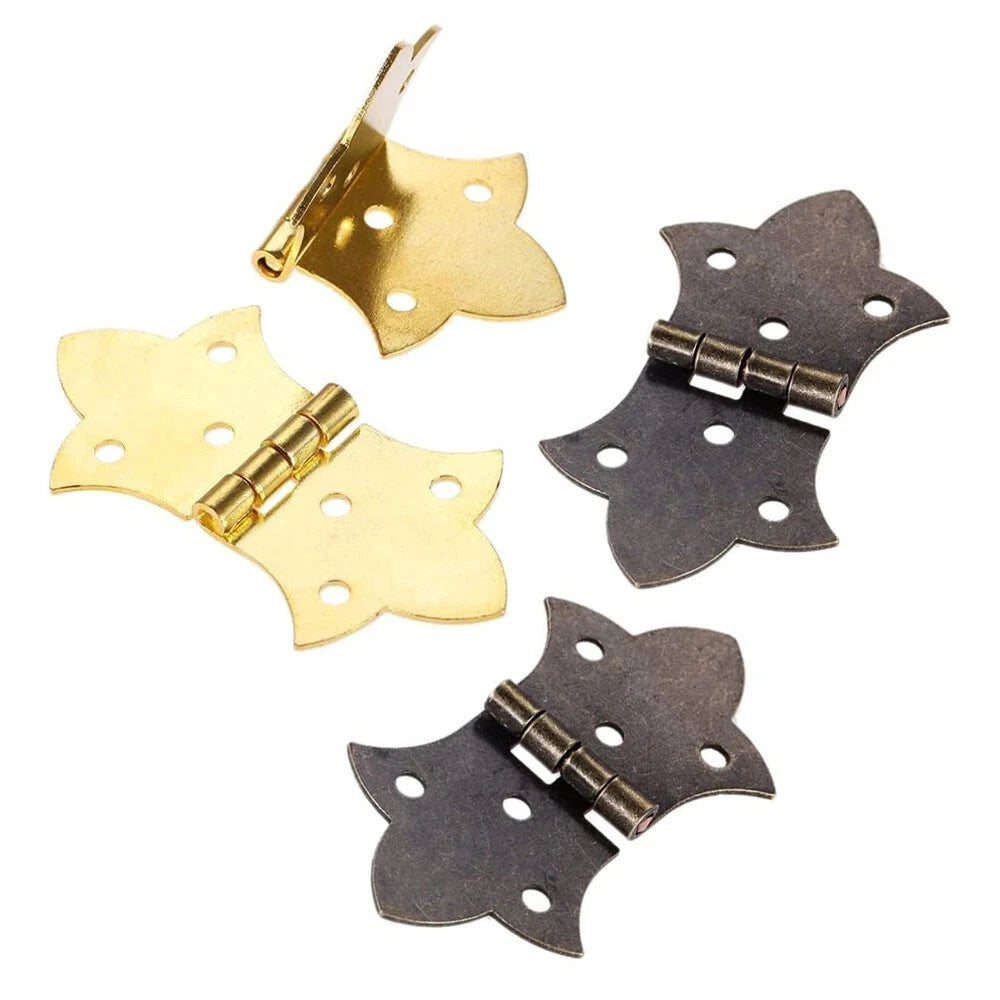 Set of 6 Antique Door Hinges with Screws for Jewelry Chest Cabinet