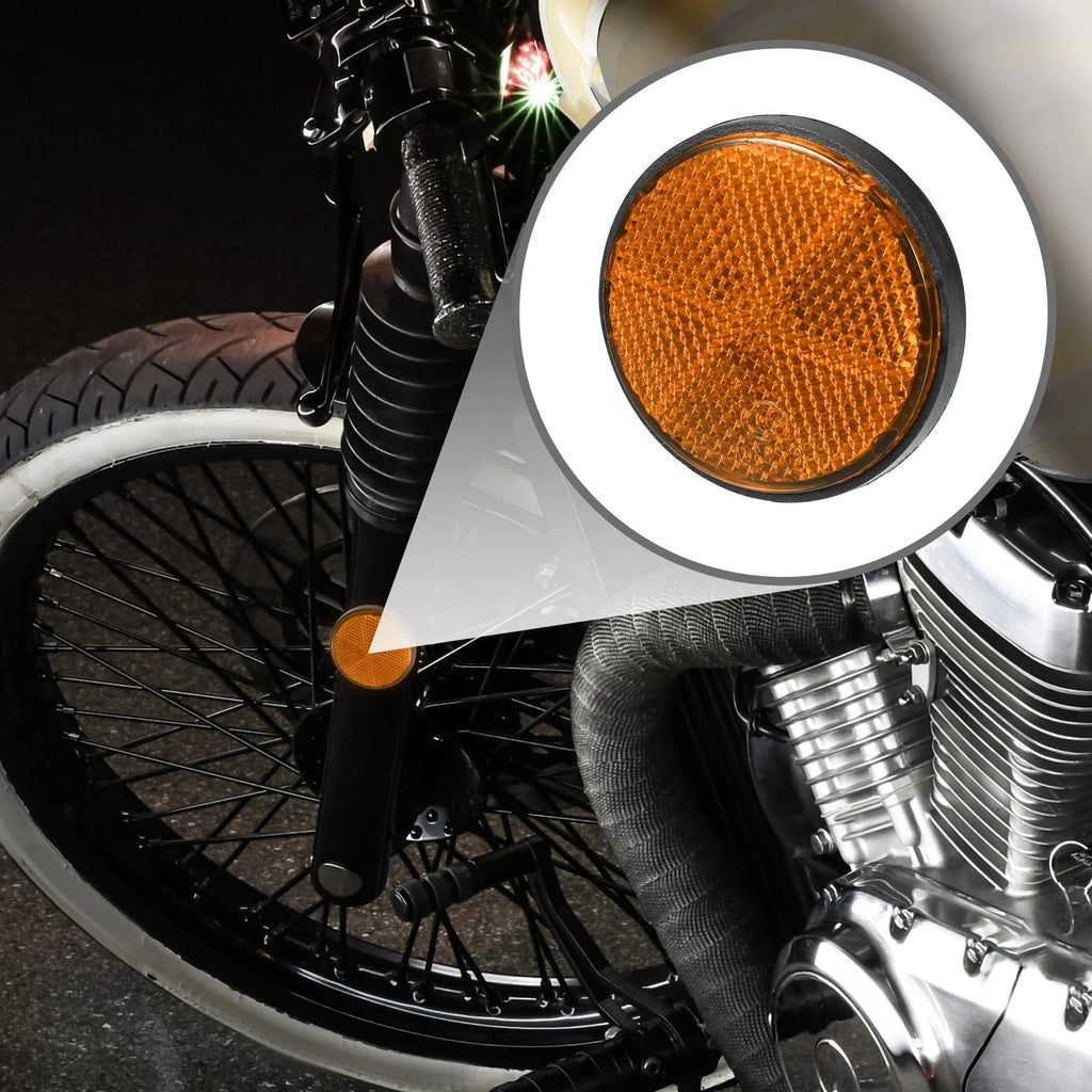 Universal Reflector Round Motorcycle Bike Reflector Orange (6 Pack)