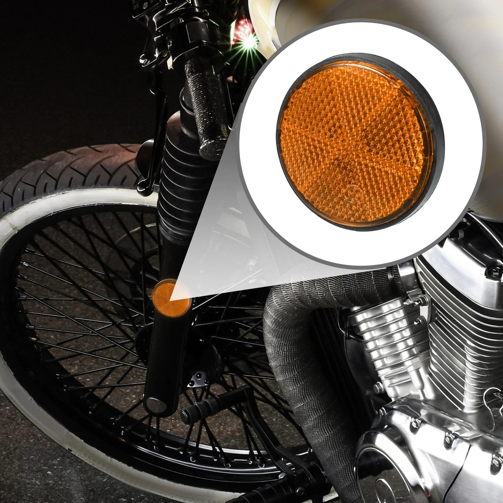Universal Reflector Round Motorcycle Bike Reflector Orange (6 Pack)
