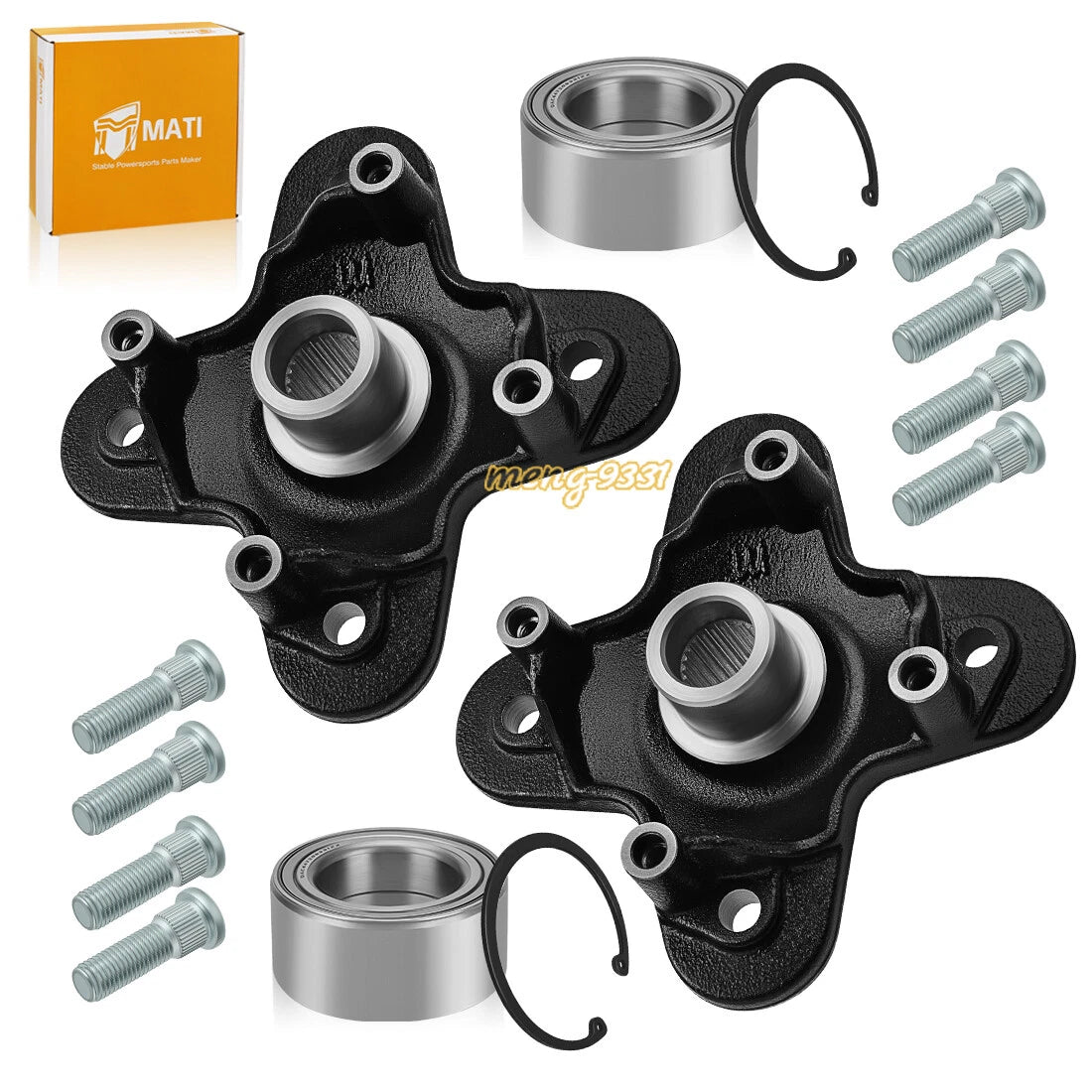 2 Front/Rear Wheel Hubs & Bearings for Polaris Scrambler/Sportsman XP 1000 (2020–2025)