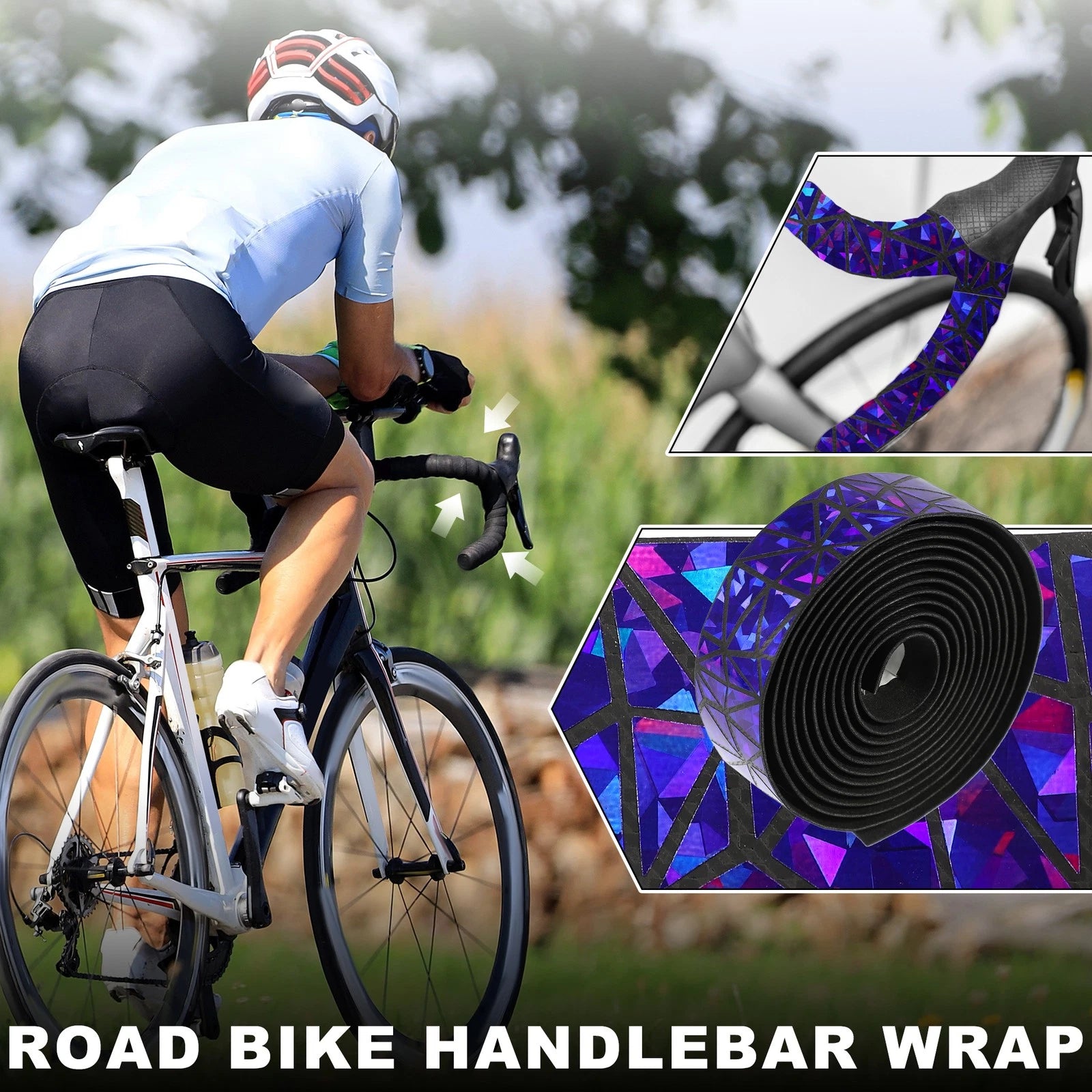 Road Bike Handlebar Grip Tape Set with End Plugs for Universal Fit