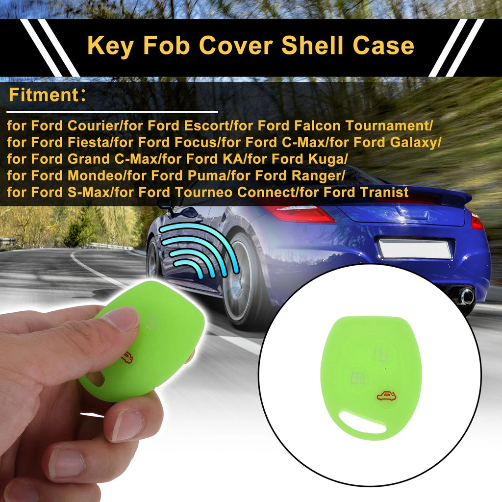 Light Blue Glow Car Key Case for Ford Courier (2016–2023) - 3 Buttons