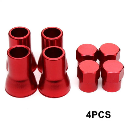 Set of 4 Red Stem Sleeves with Hex Cap for Spare Wheel