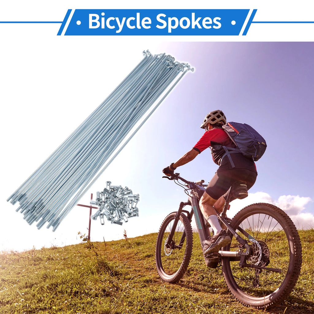 Bicycle Spokes Nipple Kit 240mm Carbon Steel Galvanized Universal (12G)