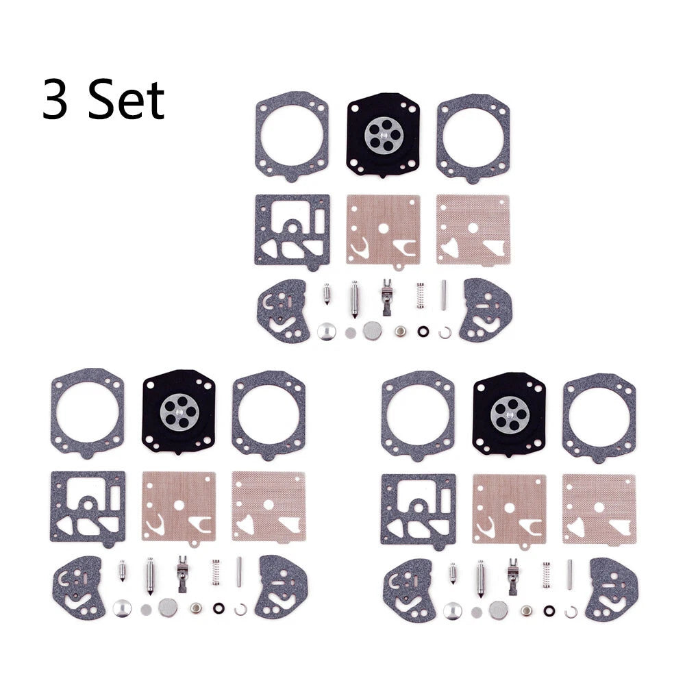 3X Carburetor Repair Kit for Husqvarna 257, 250R, Poulan 2800, 3300 (Walbro K20-HDA)