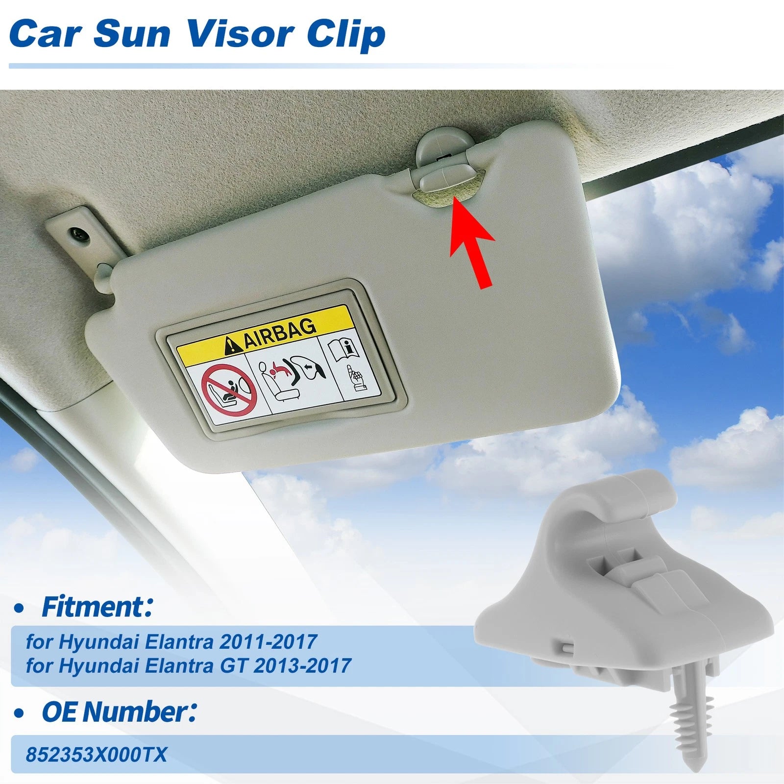 Sun Visor Clip Replacement for Hyundai Elantra 2011–2017