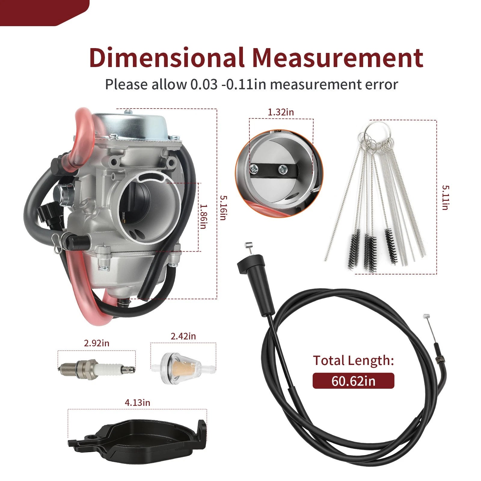 Carburetor, Throttle Cable & Fuel Filter Kit for Arctic Cat 250 300 (2001–2005)