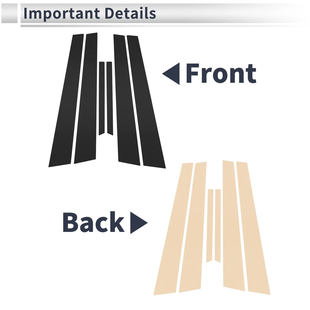 Door Pillar Window Trim Kit 6 Pcs Replacement for Mazda 6 (2003–2007) Black