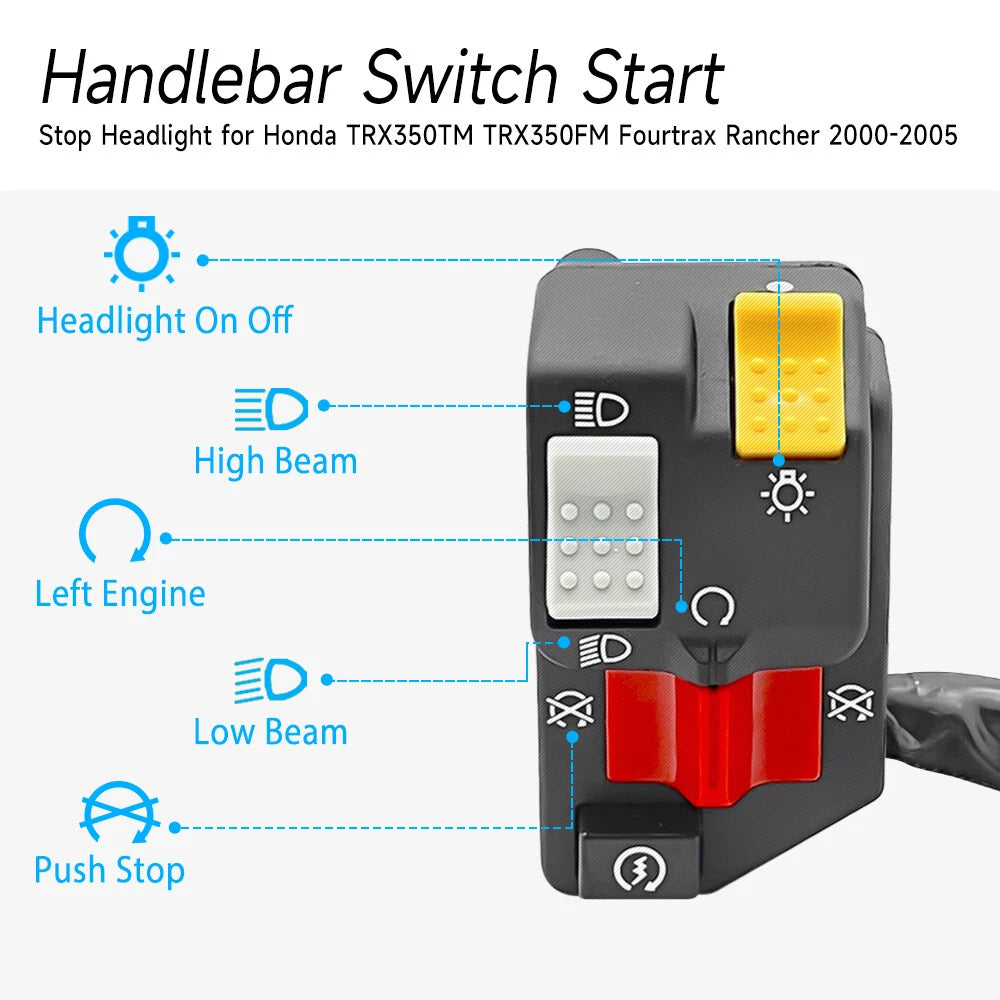 Left Handlebar Start Stop Switch for Honda Rancher 350 TRX350TM/FM (2000–2005)