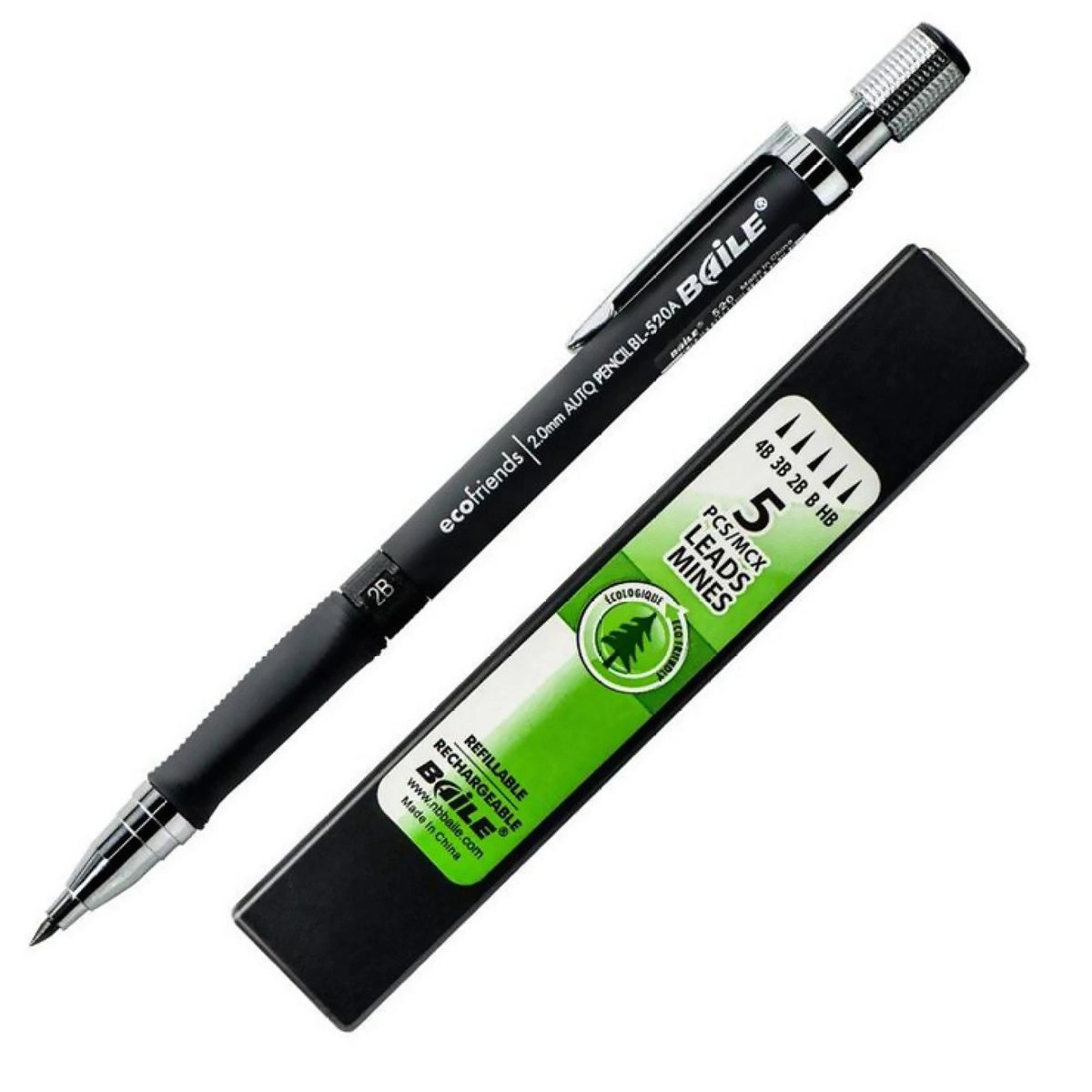 2B Lead Holder Mechanical Pencil with 5 Lead Refill for Drawing