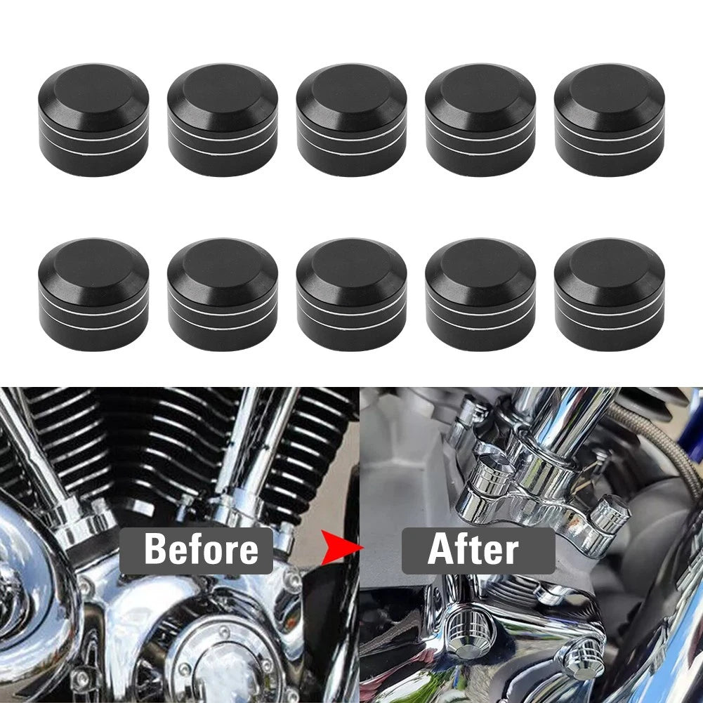 10x Engine Bolt Topper Caps for Harley Dyna Softail (11mm-14.6mm)