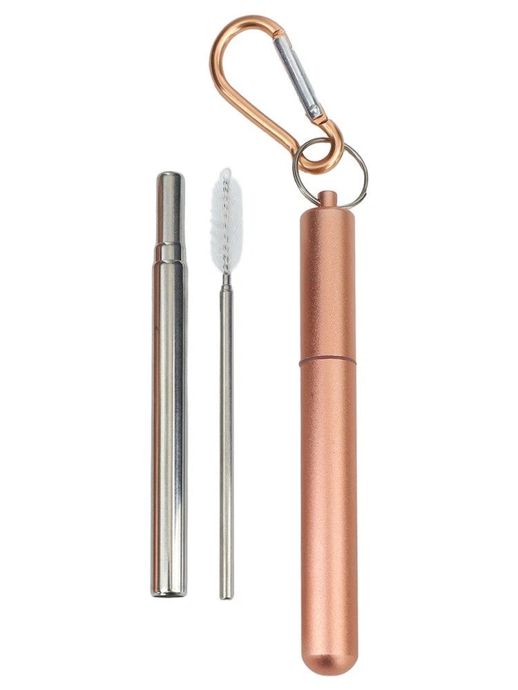 Reusable telescopic straws with silicone tips for comfortable drinking