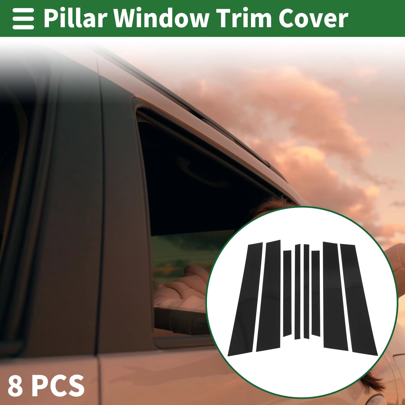 8 Pcs Door Pillar Window Trim Replacement for BMW X3 (2011–2017) Black
