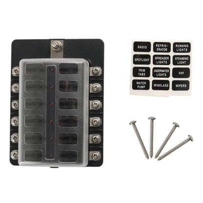 12-Pole LED Fuse Box for 12V 32V Vehicle Systems (Car, Boat, RV, Van)
