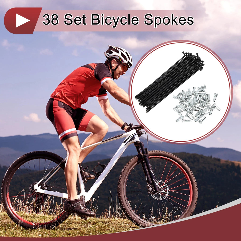 Bicycle Spoke Set 100mm Carbon Steel for 14G Wheel Replacement (38 Pack)