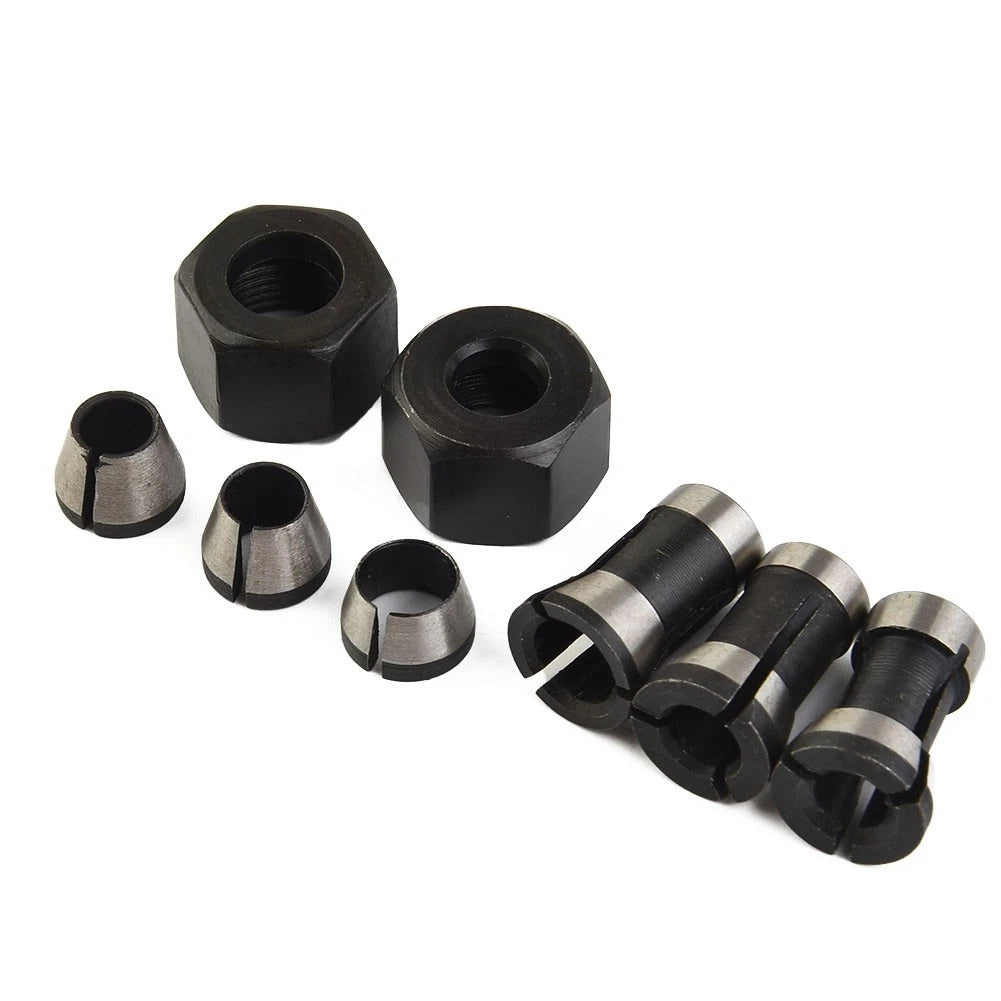 6Pcs Router Bit Collet Chuck Adapter + 2Pcs Nuts for Engraving Machine