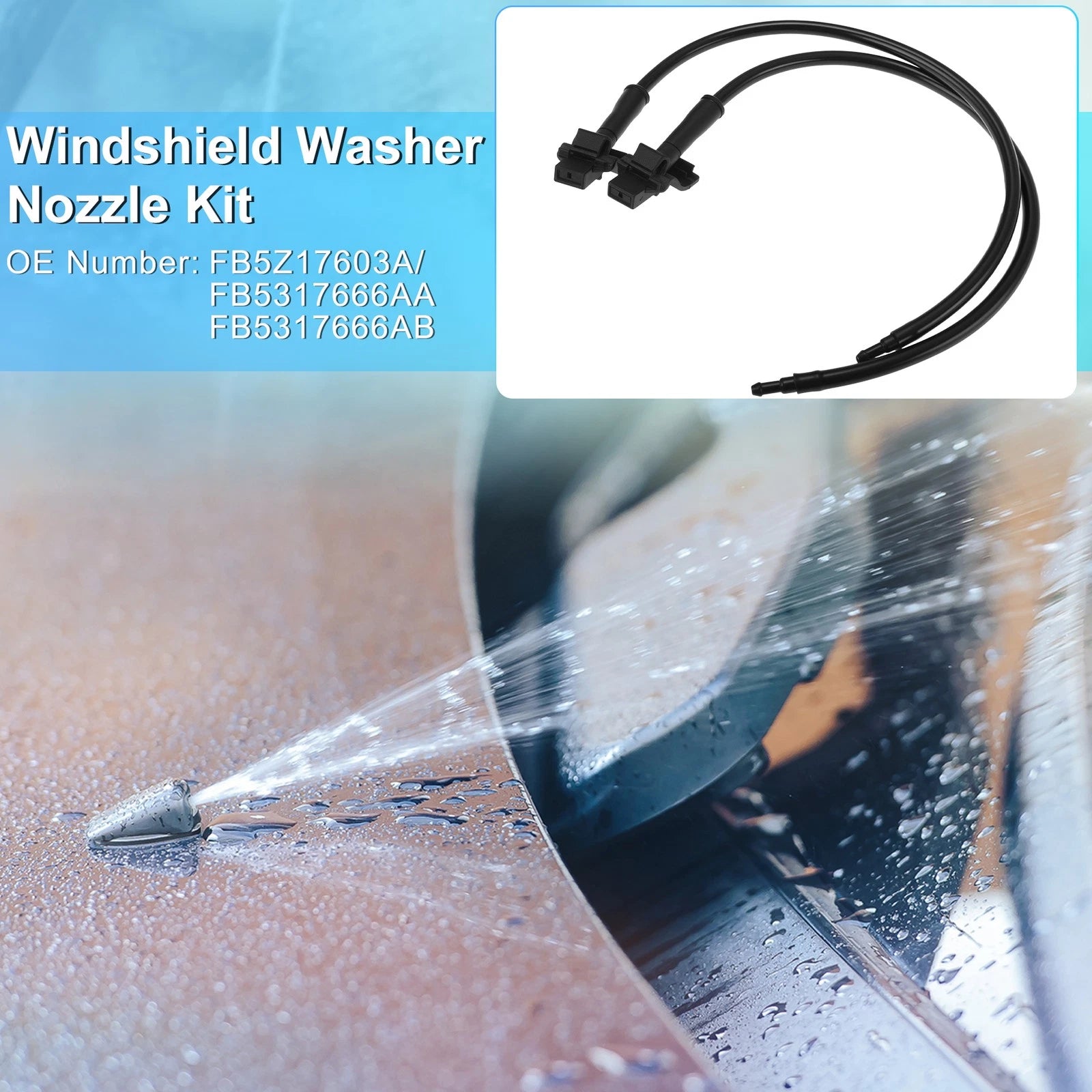 2X Windshield Washer Nozzle Kit for Ford Explorer (FB5Z17603A)