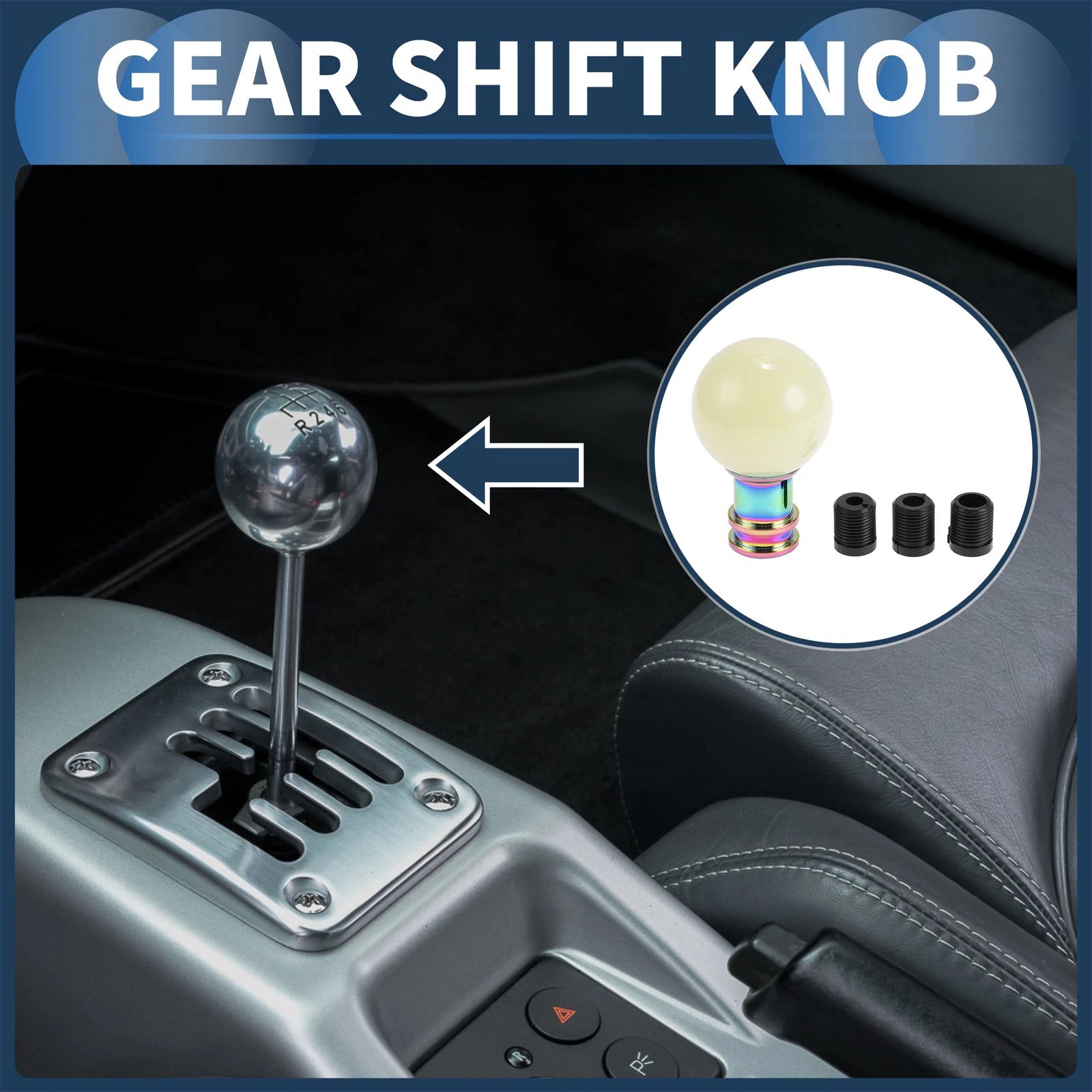 Shift Knob with 3 Adapters for Universal Fit (9cm)