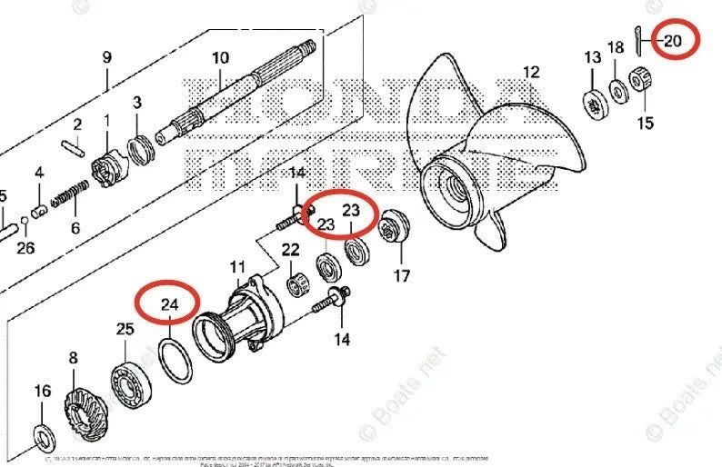 Lower Unit Oil Seal Kit 91252-ZW4-003 91351-ZZ5-003 for Honda Marine BF40D/50D (2001–2023)