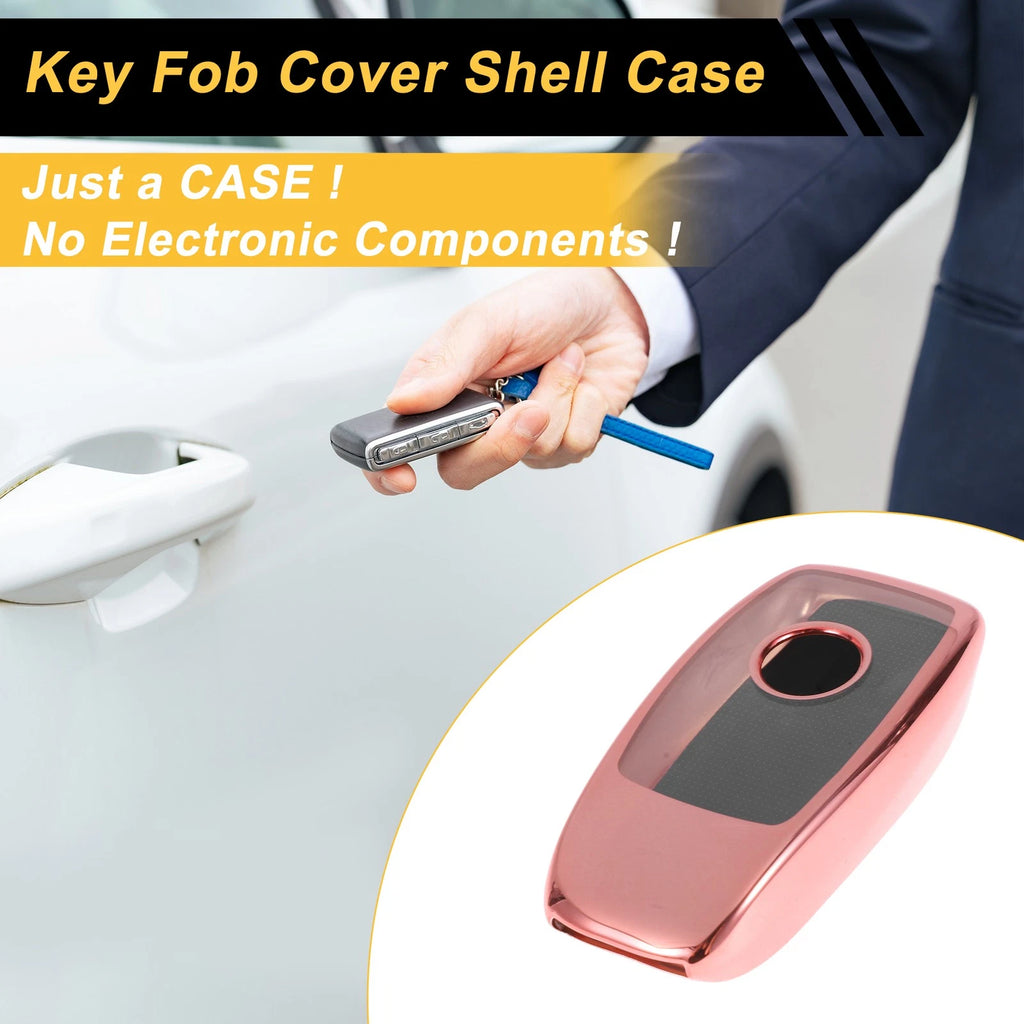 Rose Gold TPU Car Key Case with 3 Buttons for Mercedes-Benz E-Class (2017-2020)