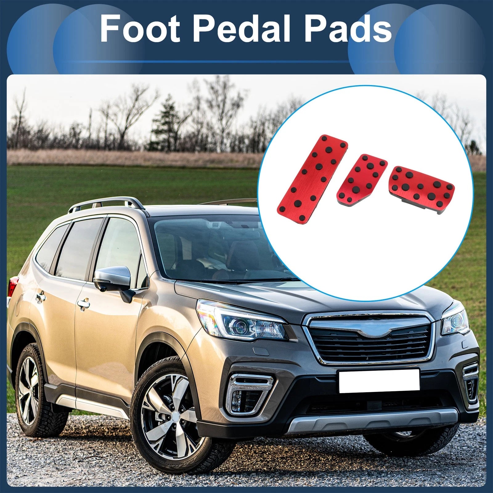 3 Pcs Automatic Foot Accelerator Pedal Covers for Subaru Forester (2019–2021)