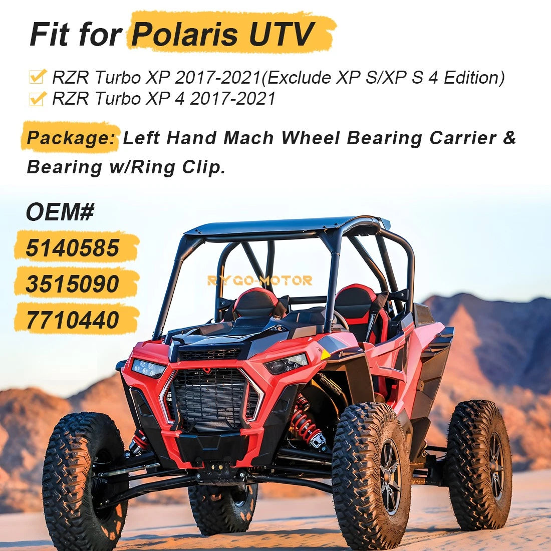 Left Hand Wheel Bearing Carrier & Bearing Kit for Polaris RZR XP 4 Turbo (2017–2021)