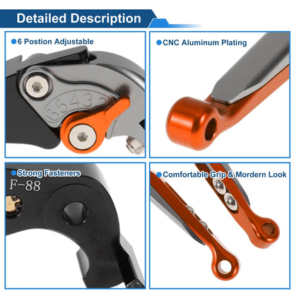 Adjustable Brake Clutch Levers for Kawasaki ZX14R (2006–2023) - Titanium Orange