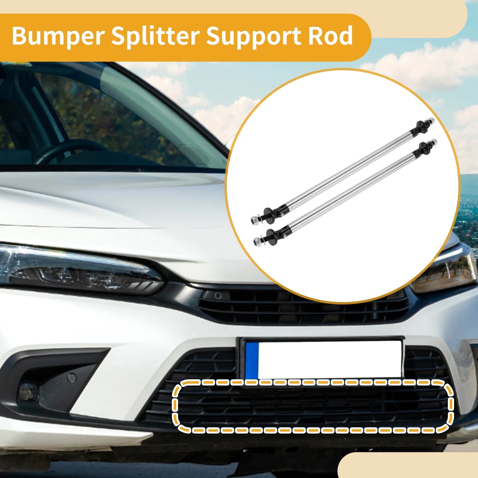 2X Adjustable Front Bumper Lip Splitter Strut for Universal Fit (200mm)