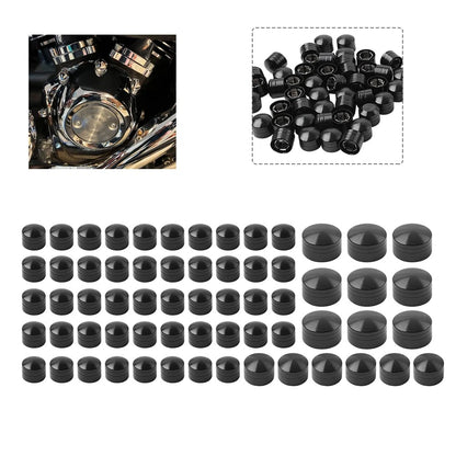 Set of 63X Engine Topper Bolt Caps Black for Harley Softail FXST (2000–2006)