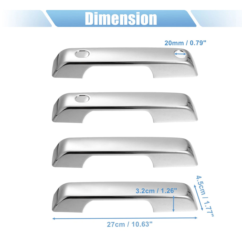 4Pcs Front Rear Door Handle Trims Covers for Ford F150 (2021–2022) Silver